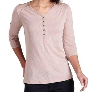 NWT Kuhl Rose Pink Quarter Sleeve Blouse Cotton Size XL